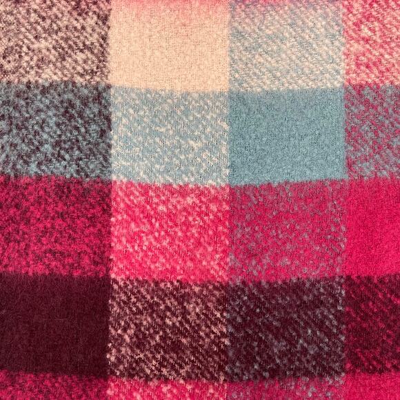 R Fashion Apparel Winter Long Fringe Scarf Vibrant Rich Plaid Fuchsia Blue Soft - Picture 5 of 9